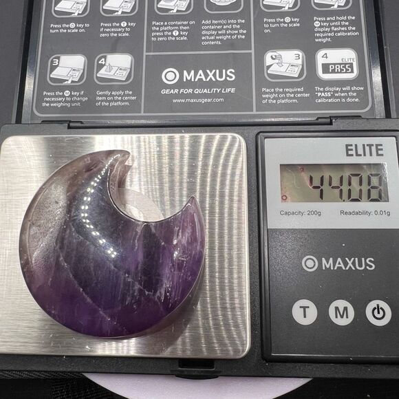 Amethyst Crystal Crescent Moon Carving Meditation Stone - Picture 10 of 10